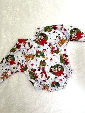Holiday Character Print 0-3 handmade oversized romper.